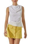 Astr Texture Drape Satin Top In White