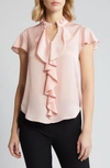 ANNE KLEIN RUFFLE FLUTTER SLEEVE TOP