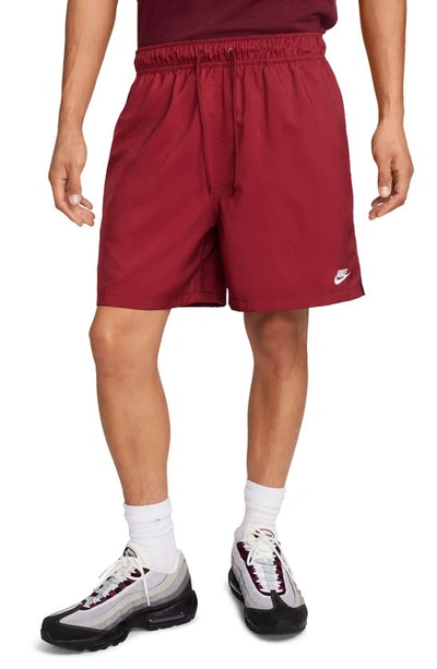 Nike Men's Club Flow Relaxed-fit 6" Drawstring Shorts In Team Red/white 