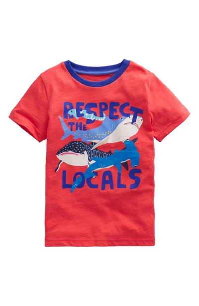Mini Boden Kids' Printed Sharks T-shirt Jam Red Sharks Boys Boden