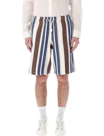 Apc Paul Striped Shorts In Blue