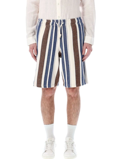 Apc Paul Striped Shorts In Navy