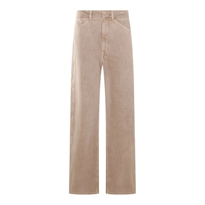 Lemaire Trousers In Denim Snow Beige