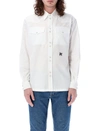 Palm Angels Monochrome Shirt With Chest Pockets And Pearlescent Buttons In White