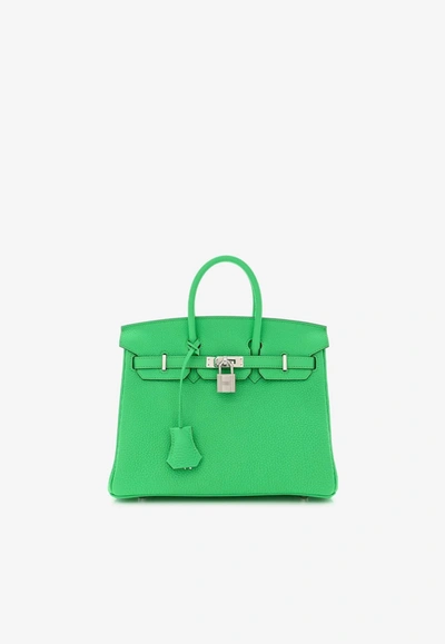 Hermes Birkin 25 In Vert Comics Togo Leather With Palladium Hardware