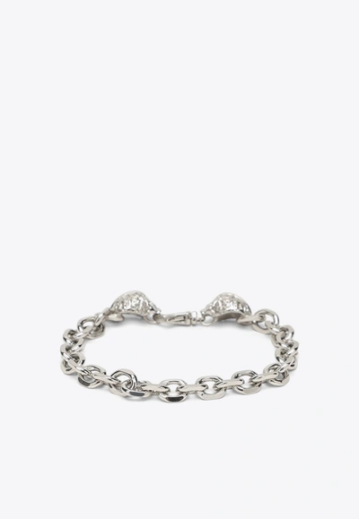 Emanuele Bicocchi Cable-link Skull Bracelet In Silver