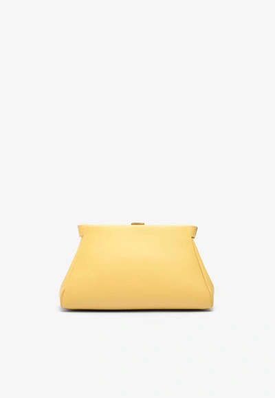 Demellier London Cannes Chain Leather Clutch In Yellow