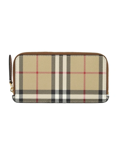 Burberry Long Somerset Wallet In Archive Beige Check