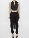 Dolce & Gabbana Dolce&gabbana Black Polka Dot Print Silk Chiffon Top With Scarf In Black
