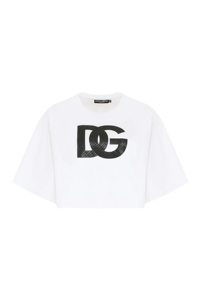 Dolce & Gabbana Knitted Crop Top In White