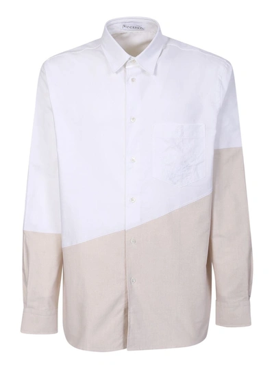 Jw Anderson Panelled Collared Button In White