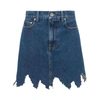Jw Anderson Lasercut Frayed-hem Denim Skirt In Blue