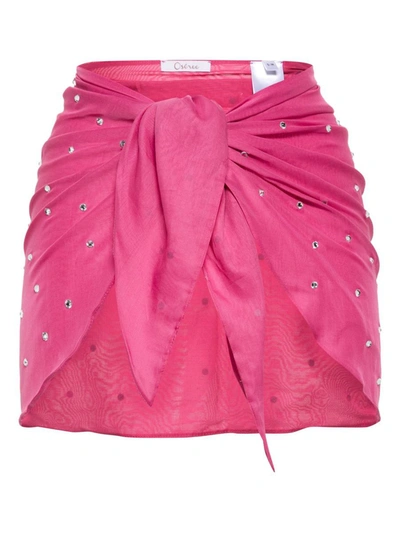 Oseree Crystal-embellished Mini Skirt In Pink & Purple