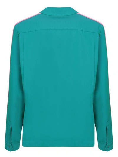 Palm Angels Paradise-embroidered Shirt Jacket In Turquoise