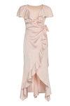 Philosophy Di Lorenzo Serafini Ruffled Satin-finish Wrap Dress In Pink