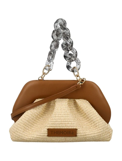 Themoirè Tia Clutch Straw In Caramel