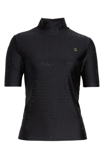 Coperni Crystal-embellished Stretch-jersey Top In Black
