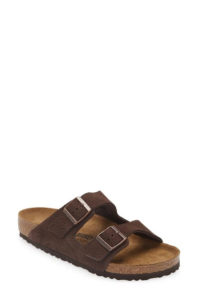 Birkenstock Classic Two-strap Brown Leather Sandal With Adjustable Buckles In White