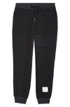 Thom Browne Ribbed Cotton And Silk-blend Sweatpants In Black