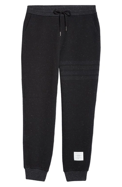 Thom Browne Ribbed Cotton And Silk-blend Sweatpants In Black