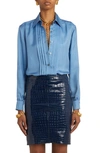 TOM FORD PLEATED TWILL BUTTON-UP SHIRT