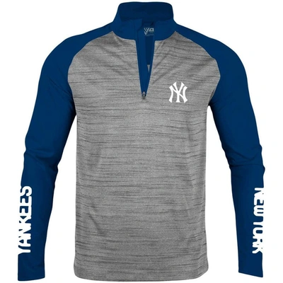 Levelwear Men's  Heather Grey New York Yankees Vandal Raglan Quarter-zip Top