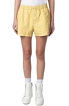 Zadig & Voltaire Pax Crinkled Leather Shorts In Shea