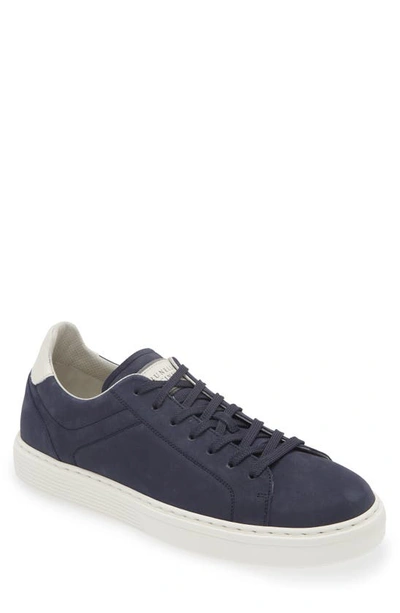 Brunello Cucinelli Men's Nubuck Calfskin Low-top Sneakers In Blue