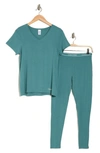 Calvin Klein Comfort Sleep T-shirt & Leggings Set In Sagebrush Green