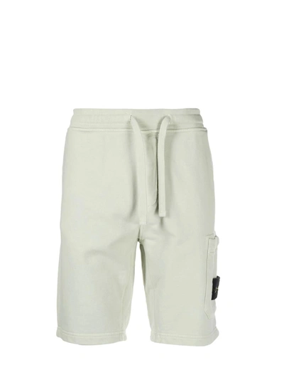 Stone Island Logo Path Drawstring Bermuda Shorts In Pistacchio