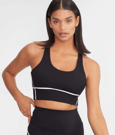 Body Up Contrast Piping Sports Bra In Black