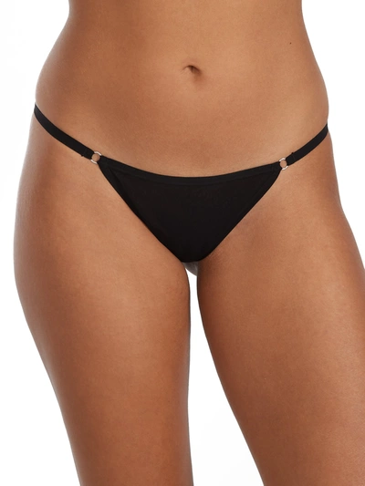 On Gossamer Mesh String Thong In Black