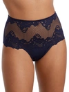 Le Mystere Lace Allure High Waist Thong In Blue