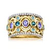 Ross-simons Multi-gemstone Ring In 18kt Gold Over Sterling In Blue