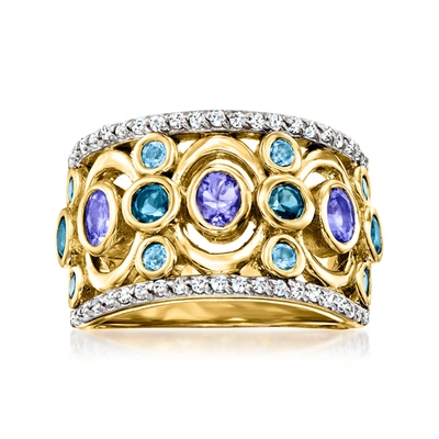 Ross-simons Multi-gemstone Ring In 18kt Gold Over Sterling In Blue
