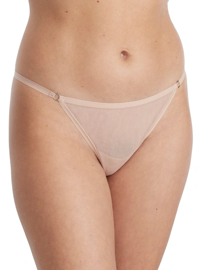 On Gossamer Mesh String Thong In Champagne