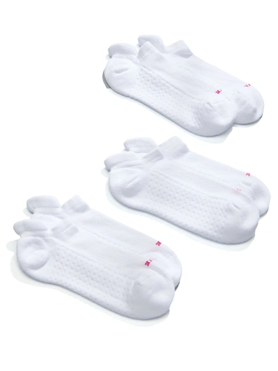 Hue Air Cushion Tab Back No Show Socks 3-pack In White