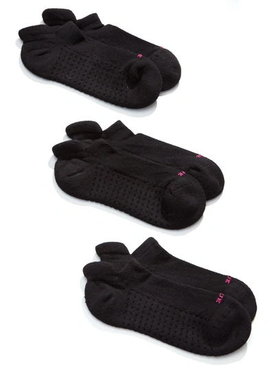 Hue Air Cushion Tab Back No Show Socks 3-pack In Black