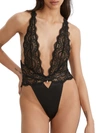 Oh La La Cheri Sadie Plunge Lace Teddy In Black