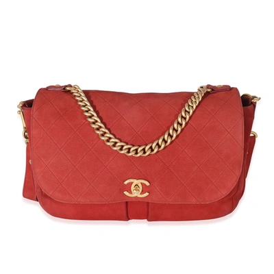 Pre-owned Chanel Red Suede Paris In Rome Messenger Bag