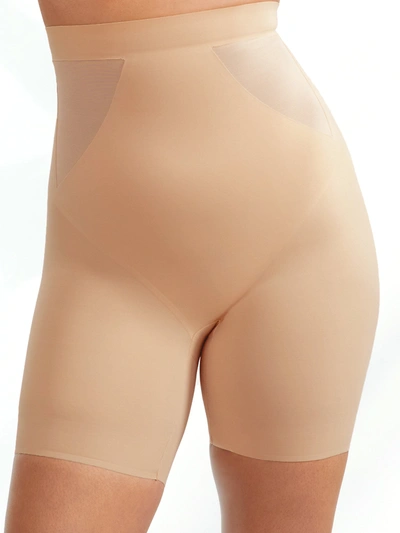 Tc Fine Intimates Extra Firm Control Total Contour High-waist Thigh Slimmer In Warm Beige