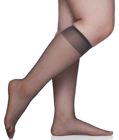 Berkshire Queen Ultra Sheer Knee Highs 3-pack In Off Black