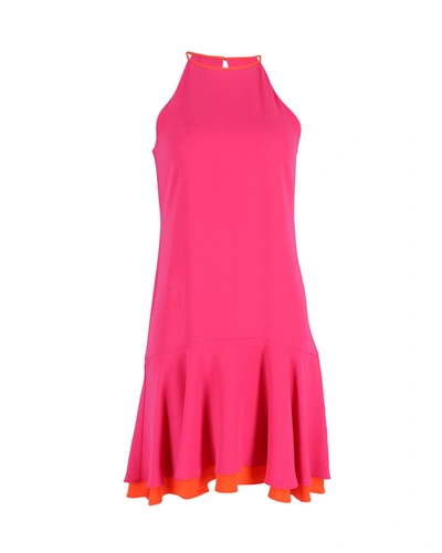 Diane Von Furstenberg Kera Halter Neck Layered Dress In Pink Triacetate