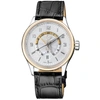 Gv2 Giromondo Men's Watch Silver Dial Black Calfskin Leather Strap In Black