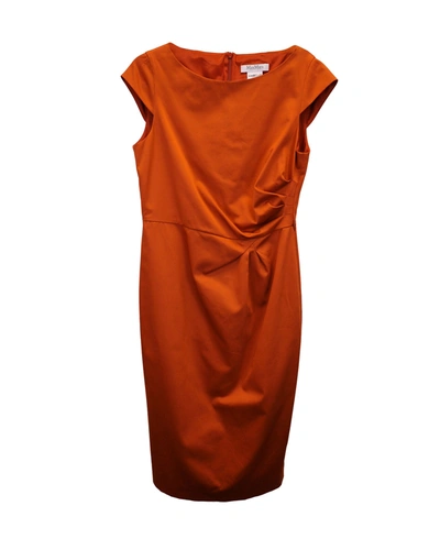Max Mara Orange Cap Sleeve Belted Dress In Orange Cotton