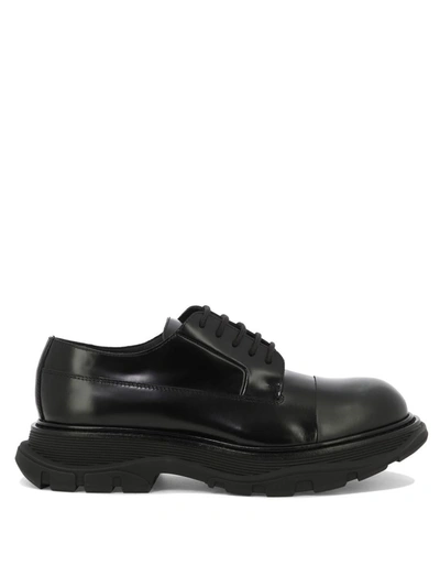 Alexander Mcqueen Slim Tread Lace Up Shoes In Black