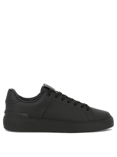 Balmain B-court Leather Sneakers In Black