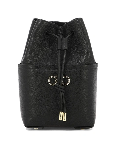 Ferragamo "mini Gancini" Crossbody Bag In Black