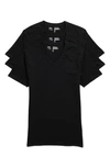 Nordstrom Rack Stretch Cotton Trim Fit V-neck T-shirt In Black