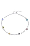 BLING JEWELRY STERLING SILVER EVIL EYE GLASS ANKLET